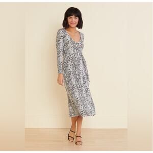 Good American Python Genuine Wrap Runaround Dress Black Midi Snakeskin 2 Medium